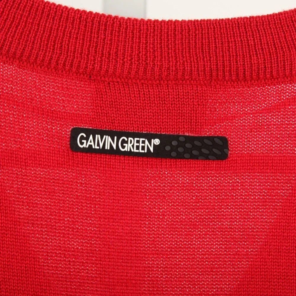 Galvin Green Sweater Vest Mens XL Red Black Stripe Knit Wool Golf Pullover - Picture 4 of 11